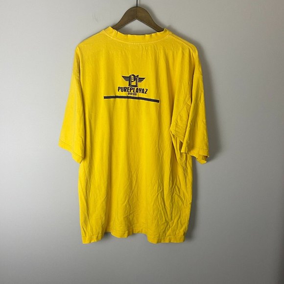 PURE PLAYAZ Mens Yellow New York T Shirt Short Sleeve Size L Y2K VTG Streetwear - Picture 8 of 11